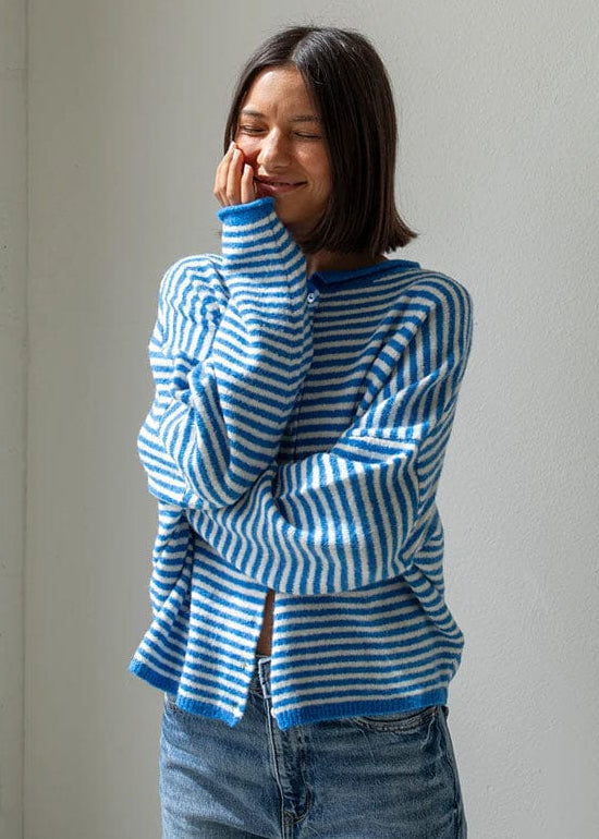 Piper Mini Striped Cardigan - Blue