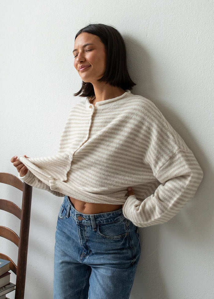 Piper Mini Striped Cardigan - Cream