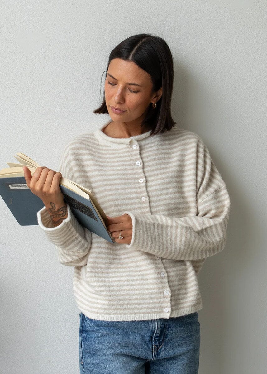 Piper Mini Striped Cardigan - Cream