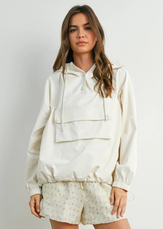 Harlow Hooded Pullover Jacket - Ivory