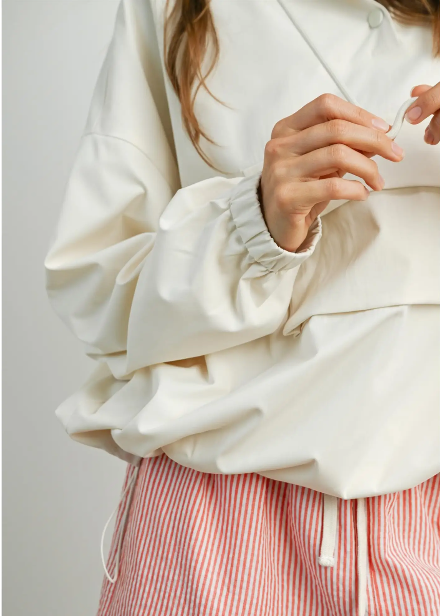 Harlow Hooded Pullover Jacket - Ivory