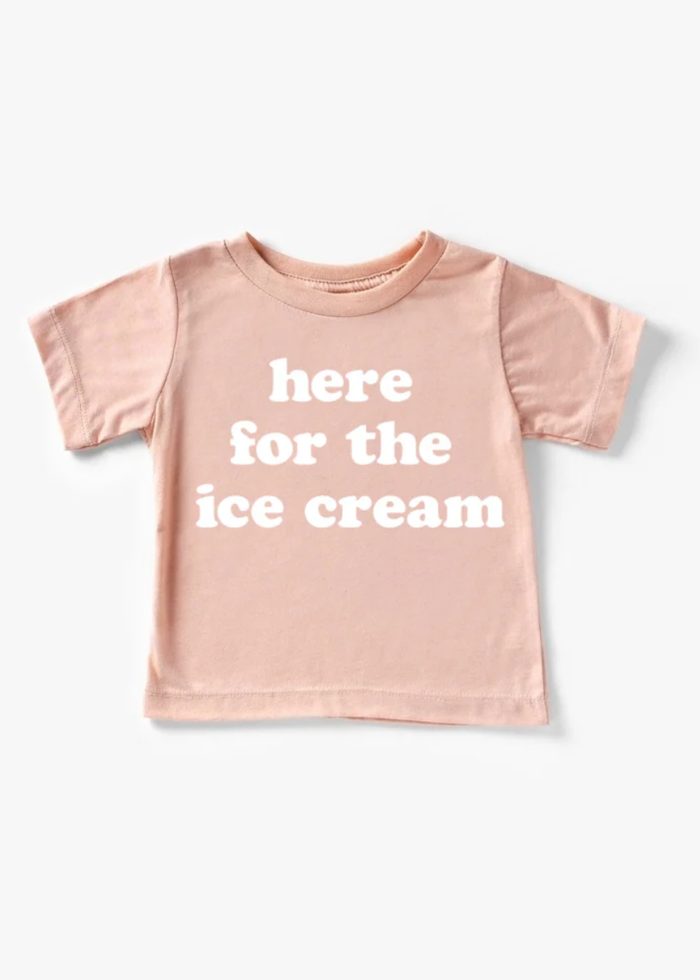Here For The Ice Cream Toddler Tee - White Peach