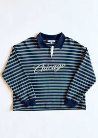 Chicago Script Striped Polo Shirt