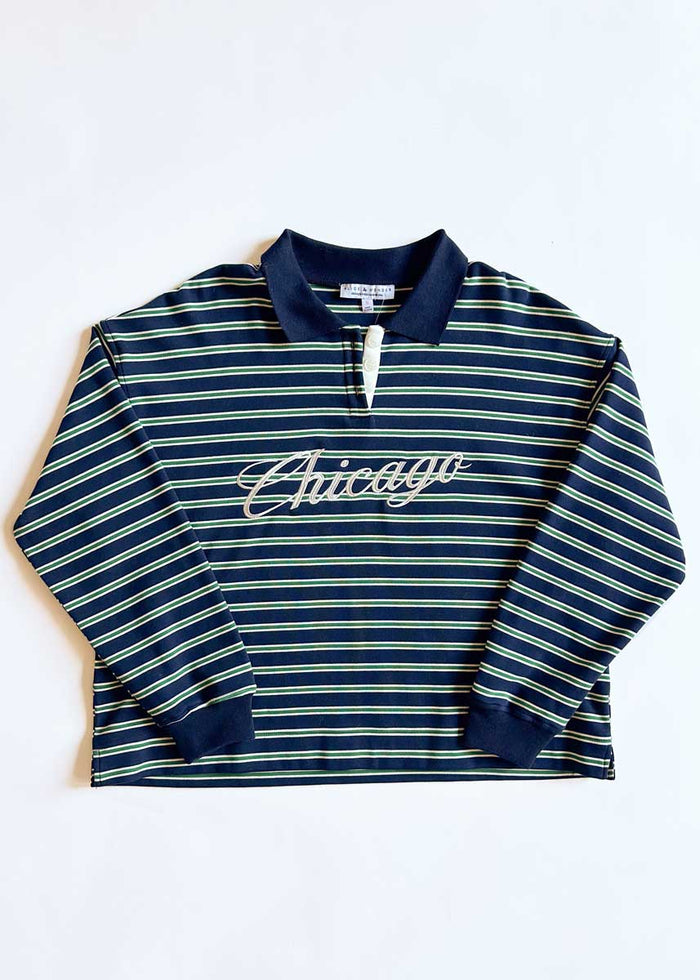 Chicago Script Striped Polo Shirt