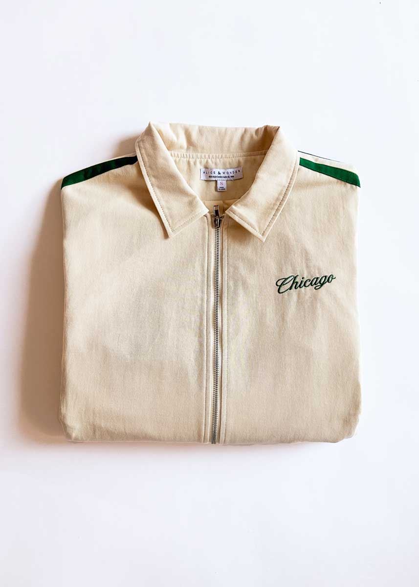 Chicago Varsity Double Stripe Jacket - Green