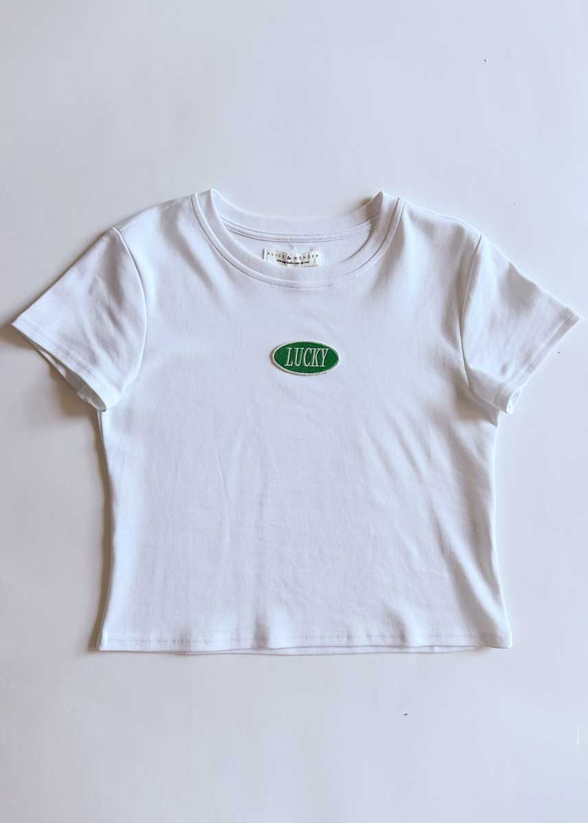 Lucky Embroidered Patch Baby Tee