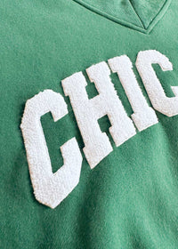 Chicago Boucle V-Neck Sweatshirt - Green