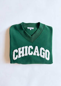 Chicago Boucle V-Neck Sweatshirt - Green