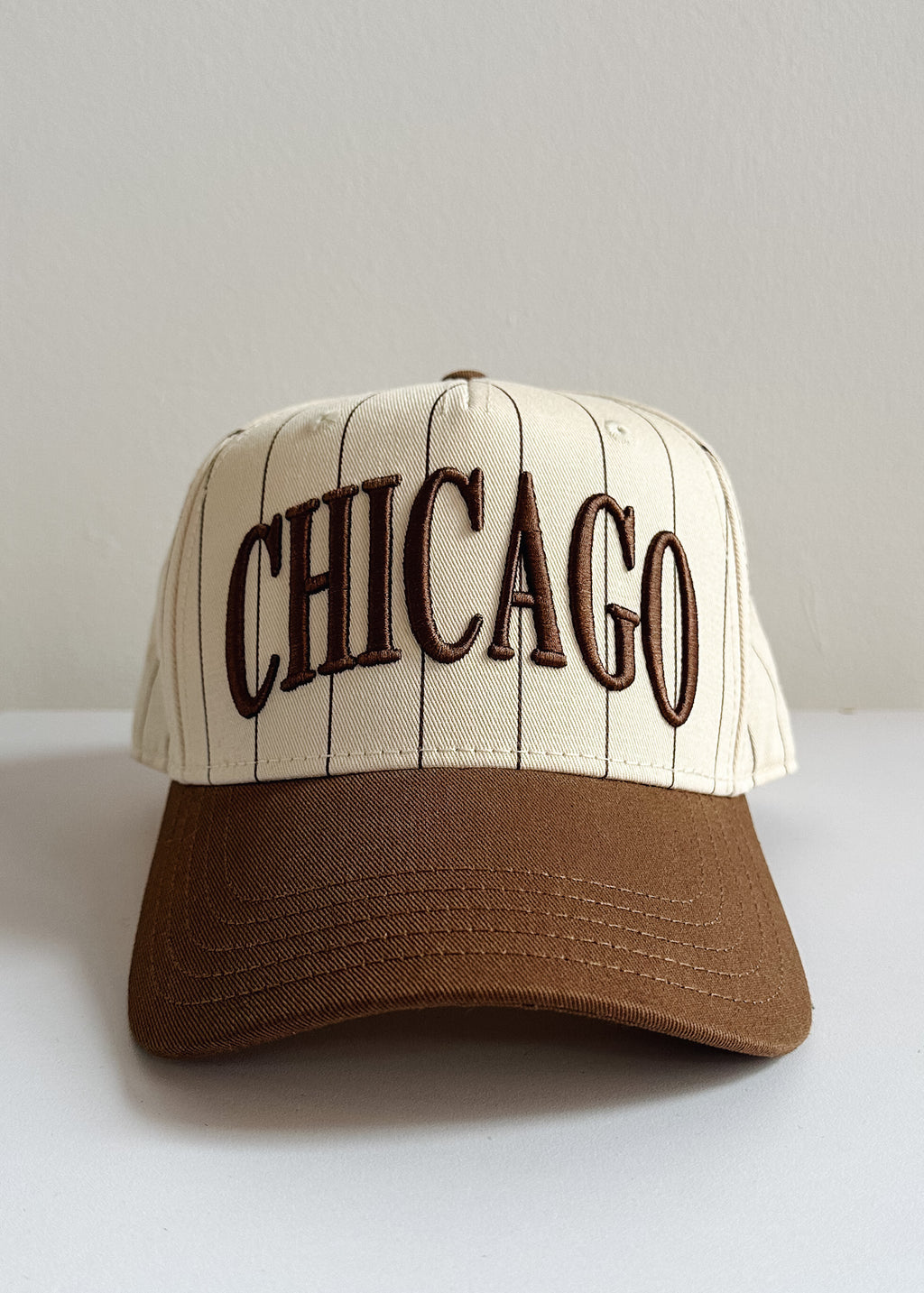 Chicago Puff Pinstripe Baseball Cap - Espresso