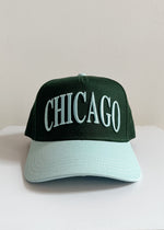 Chicago Puff Baseball Cap - Dark Green & Blue