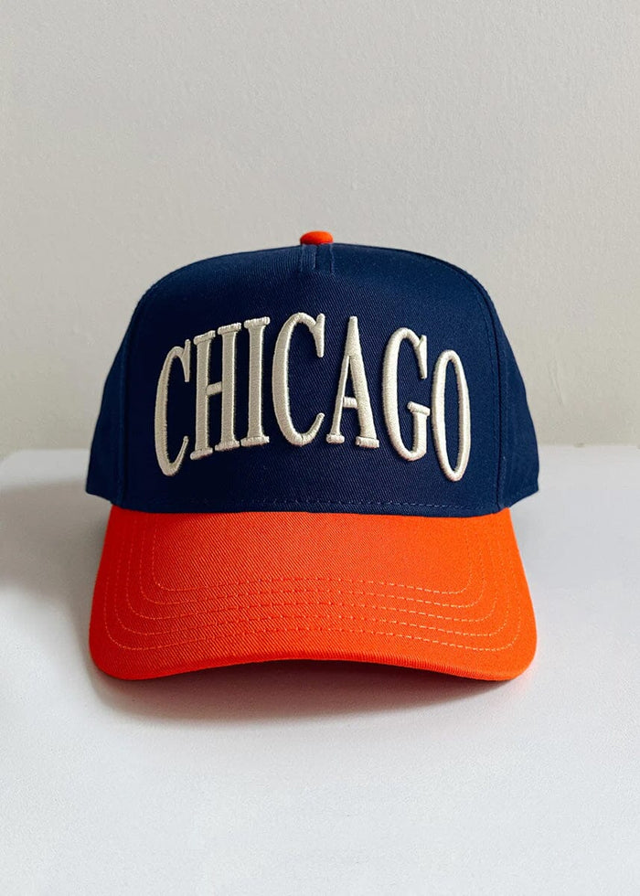 Chicago Puff Colorblock Baseball Cap - Navy & Orange