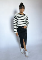 Lisa Washed Denim Midi Skirt - Black