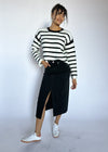 Lisa Washed Denim Midi Skirt - Black