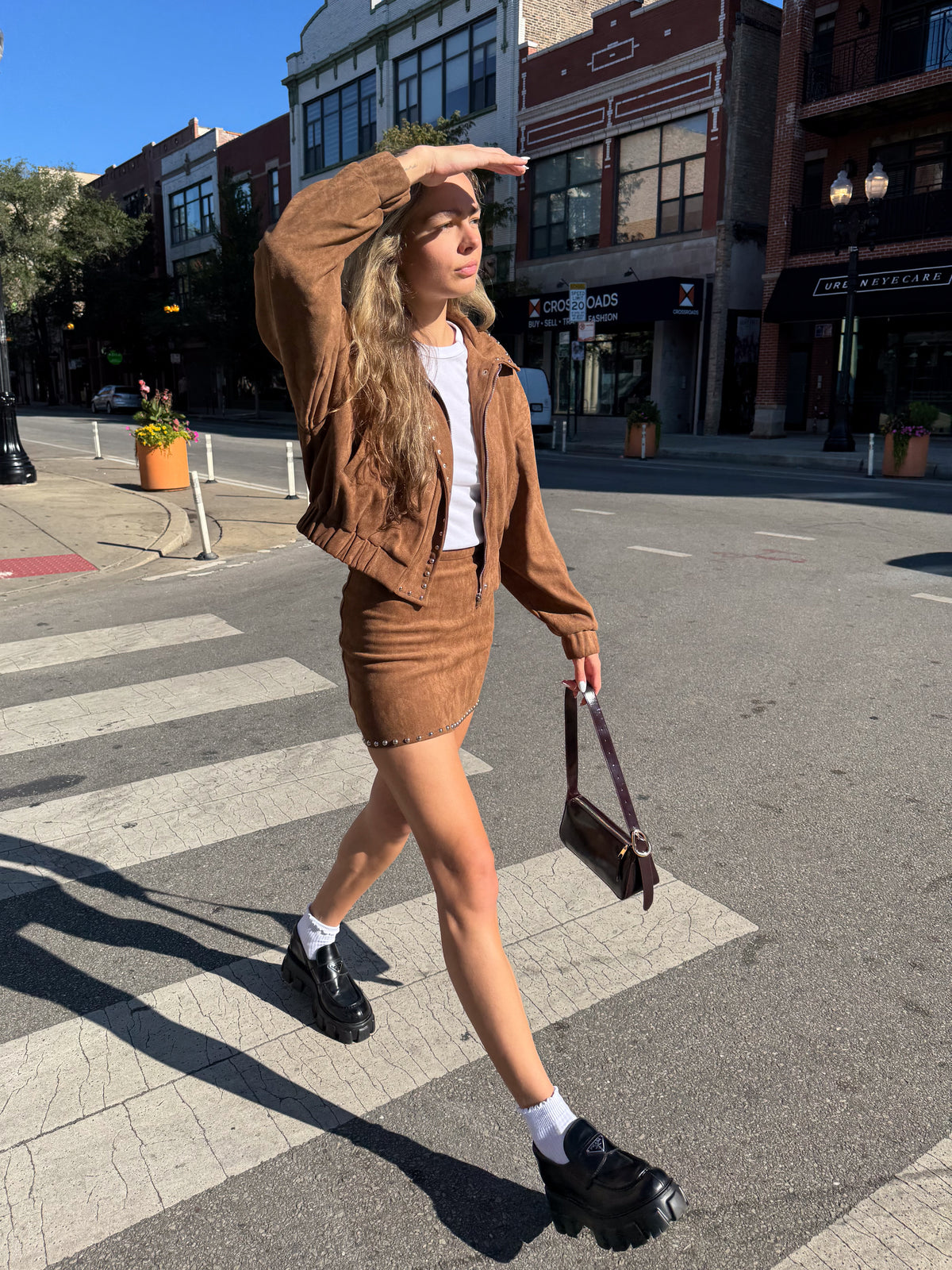 Grace Studded Mini Skirt - Camel