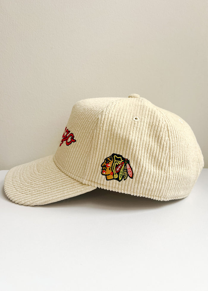 Chicago Forever Wide Whale Cord Hat - Blackhawks