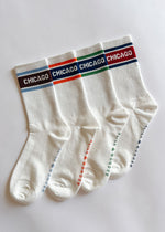 Chicago Triple Stripe Long Crew Sock - Navy & Orange