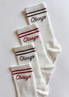 Chicago Script Long Crew Sock - Maroon