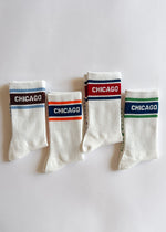 Chicago Triple Stripe Long Crew Sock - Navy & Green