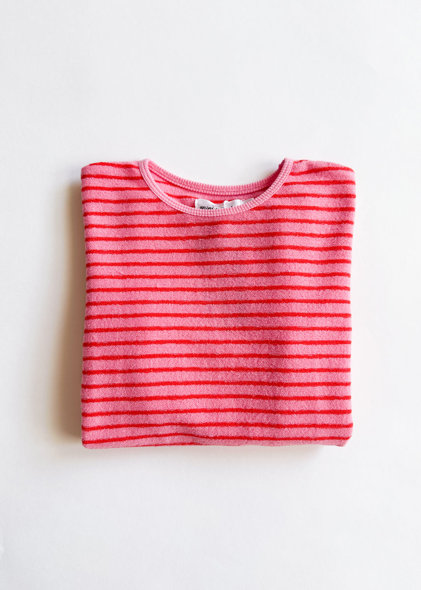 French Terry Striped Oversized Set - Pink & Red