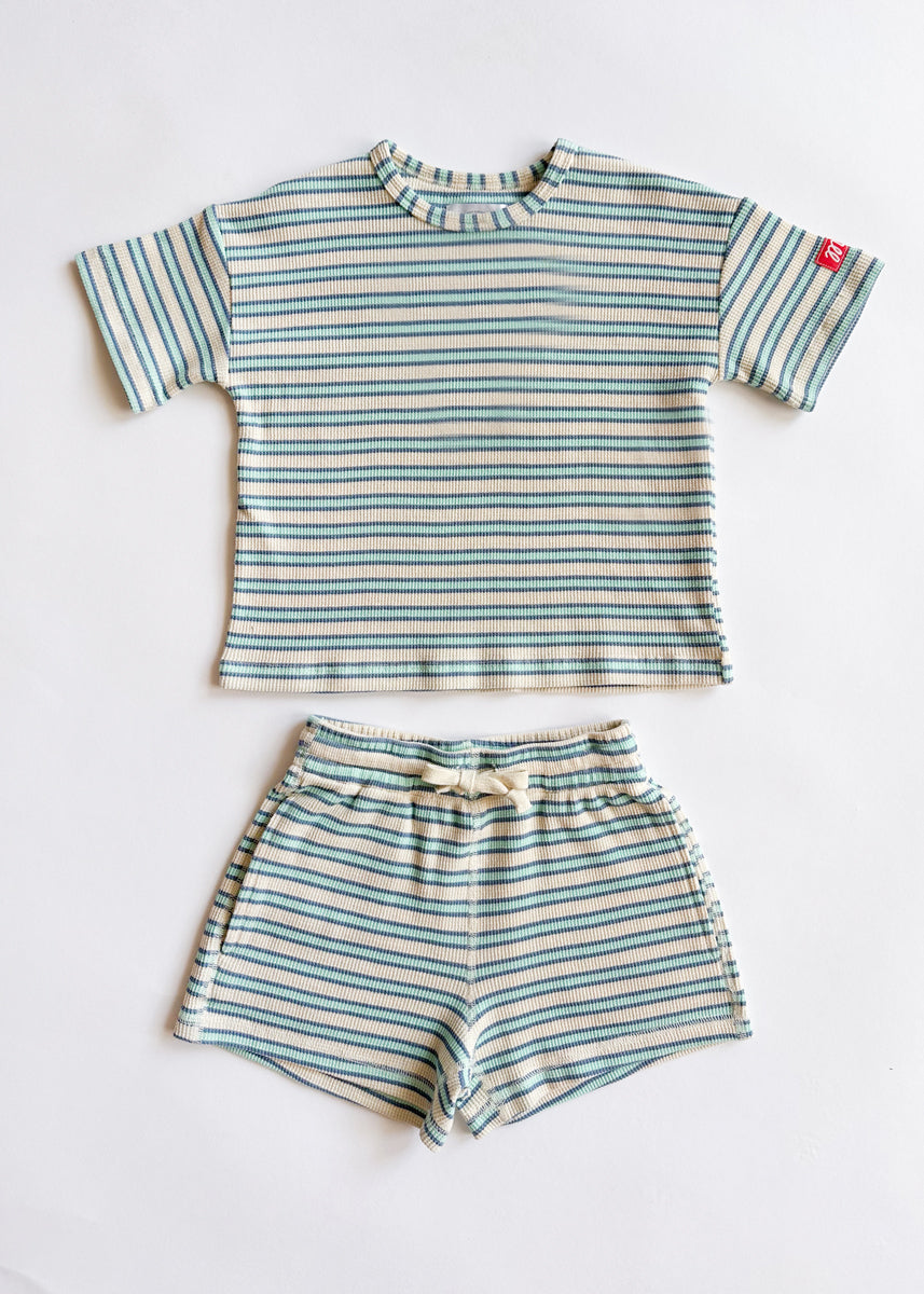 Waffle Striped Oversized Set - Blue Multi