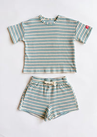 Waffle Striped Oversized Set - Blue Multi