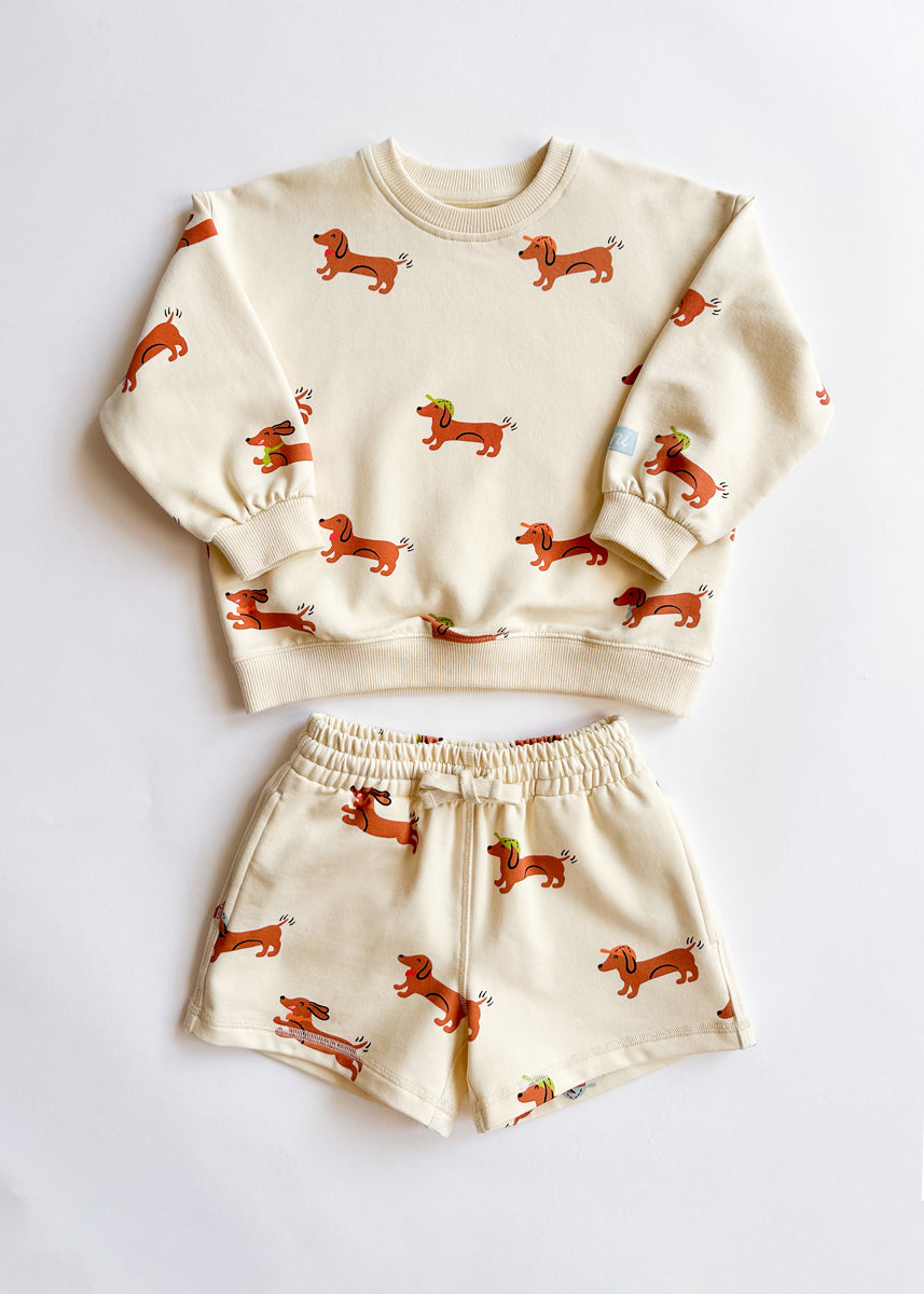 Wiener Dog Terry Oversized Sweatshort Set