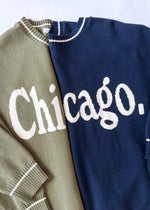 Chicago Oversized Stripe Cuff Sweater - Olive/Cream