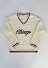 Chicago Collegiate V-Neck Sweater - Cream/Maroon