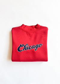 Chicago Script Mock Neck Sweatshirt - Red