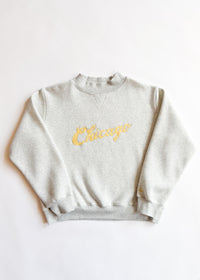 Chicago Script Mock Neck Sweatshirt - Heather Grey