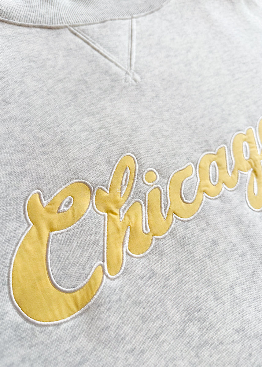 Chicago Script Mock Neck Sweatshirt - Heather Grey