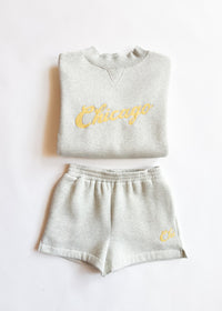 Chicago Script Mock Neck Sweatshirt - Heather Grey