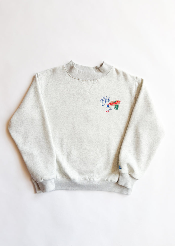 Chi Icons Mock Neck Sweatshirt - Heather Grey