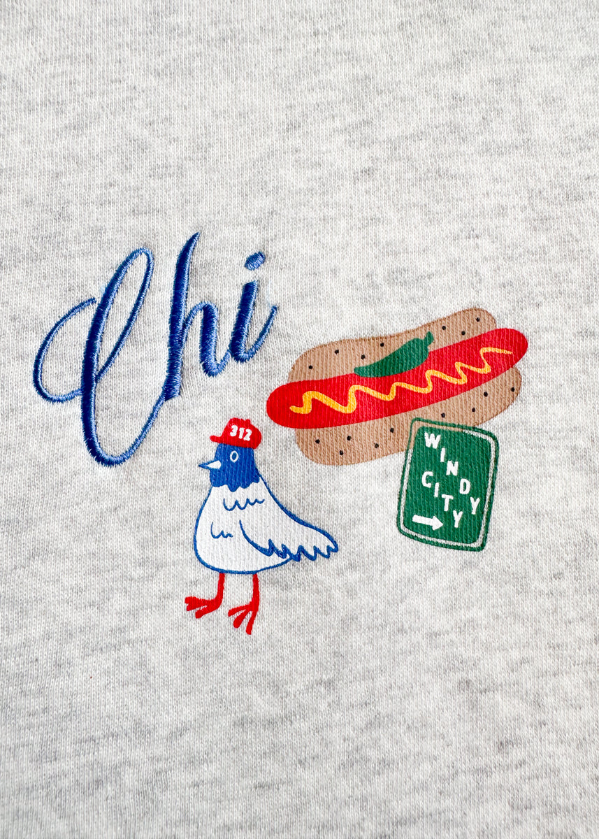 Chi Icons Mock Neck Sweatshirt - Heather Grey