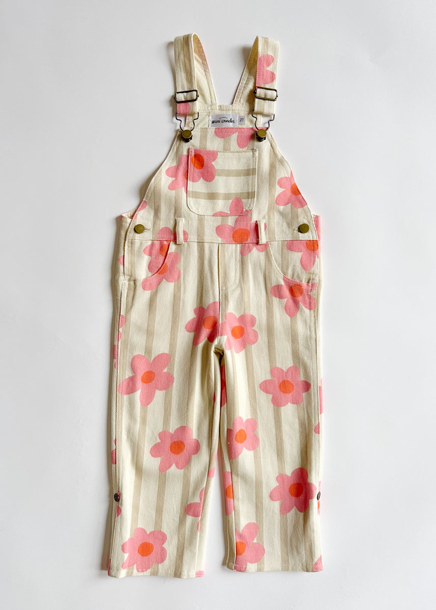 Striped Floral Overalls