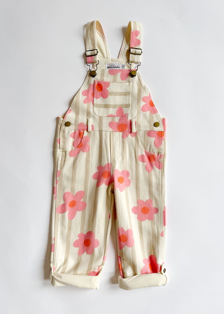 Striped Floral Overalls