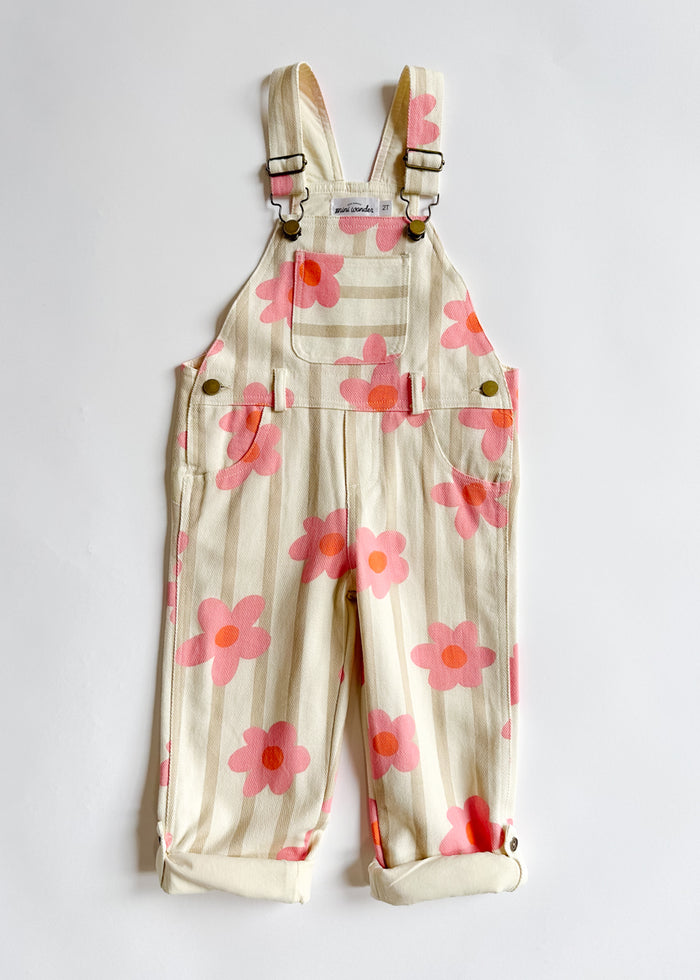 Striped Floral Overalls