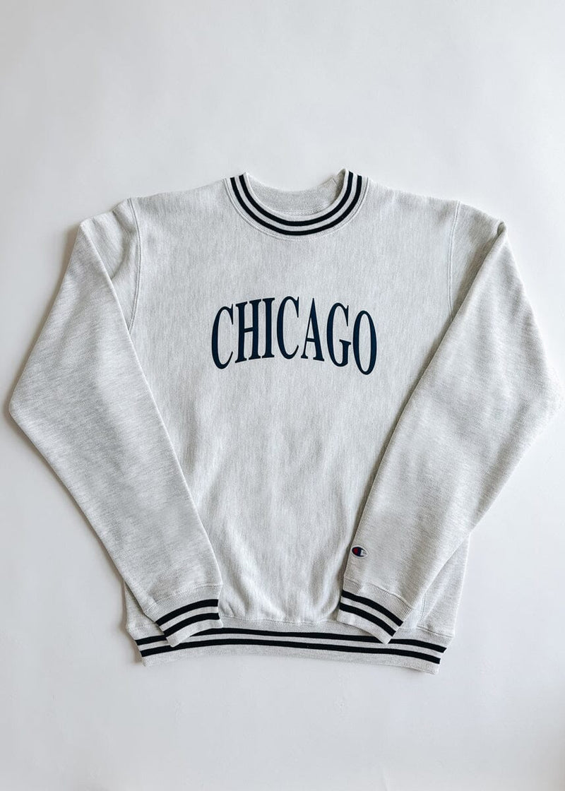 Chicago Champion Striped Rib Crewneck - Navy
