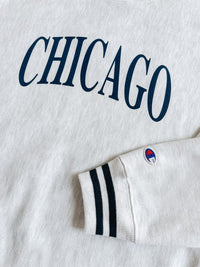 Chicago Champion Striped Rib Crewneck - Navy