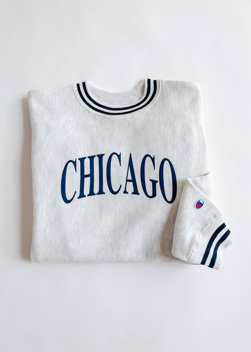 Chicago Champion Striped Rib Crewneck - Navy