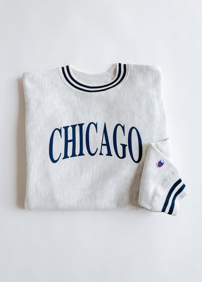 Chicago Champion Striped Rib Crewneck - Navy