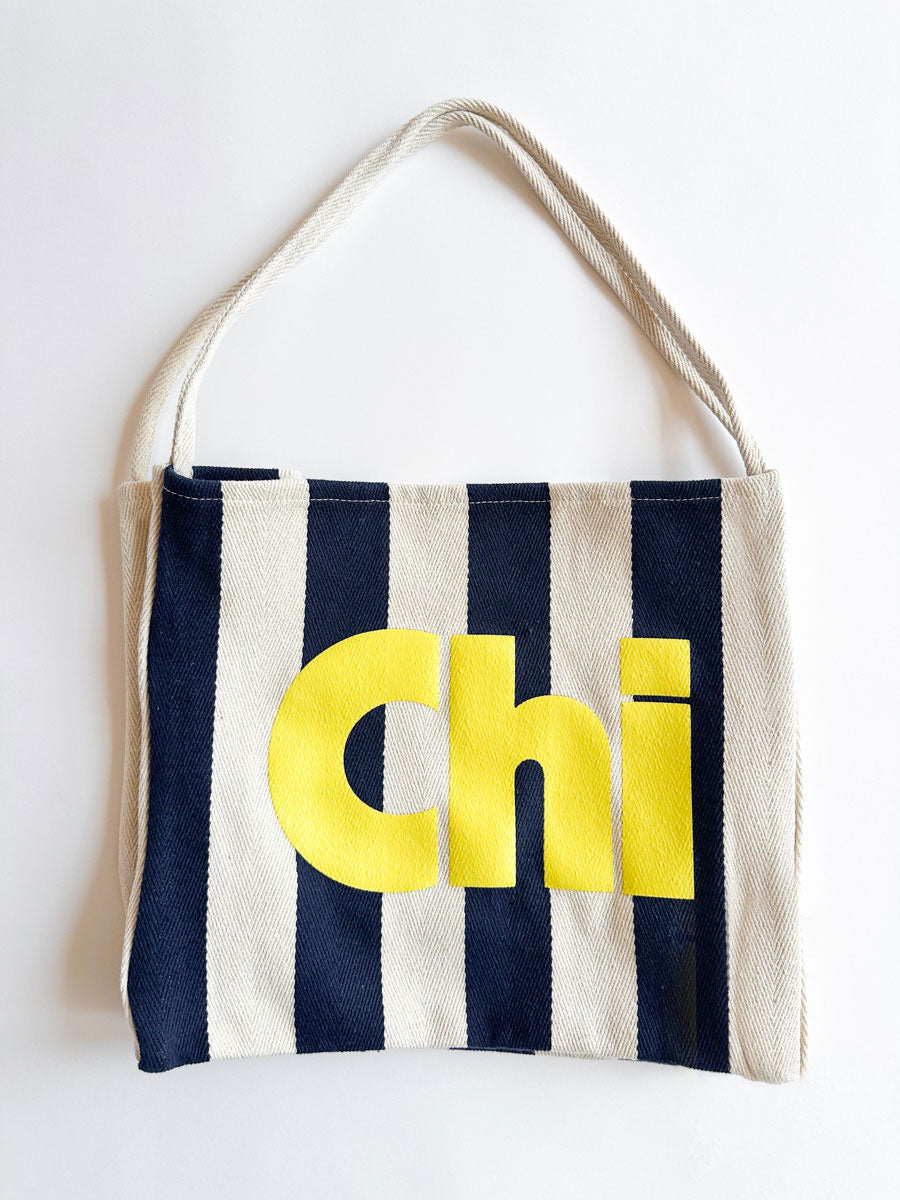 Chi Stripe Tote - Blue & Yellow