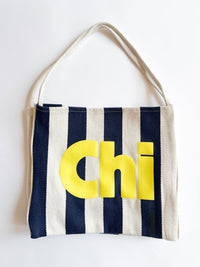 Chi Stripe Tote - Blue & Yellow
