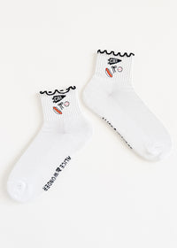 Chi Baseball Ruffle Crew Sock - White & Black