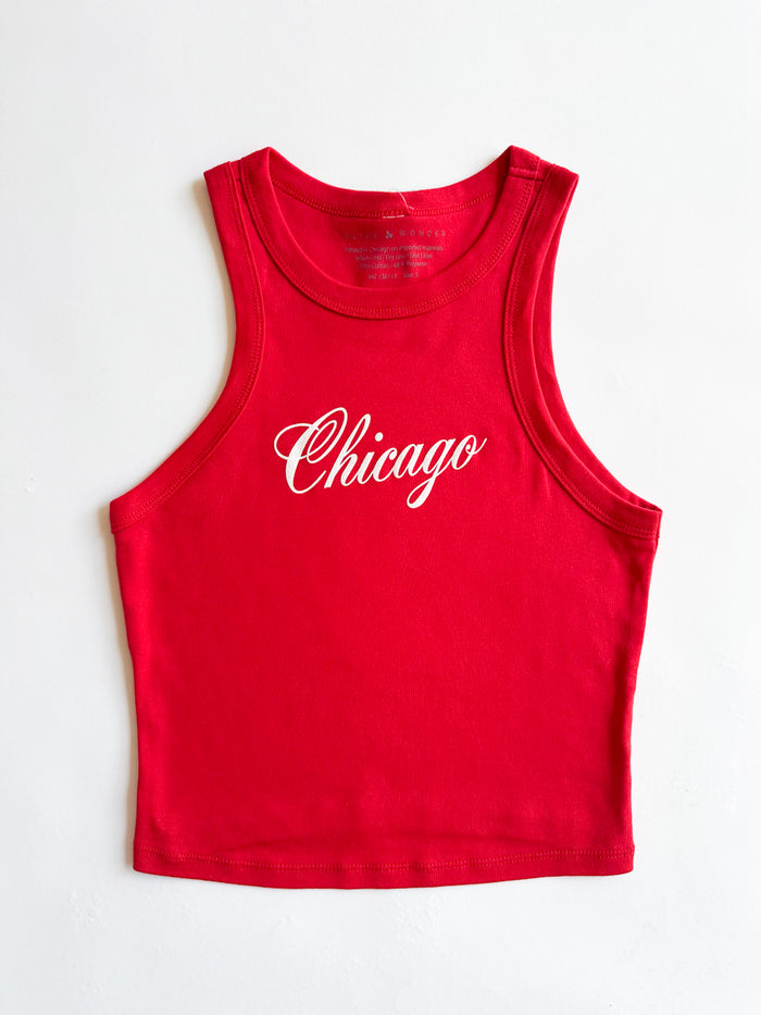 Chicago Script Racer Tank - Red