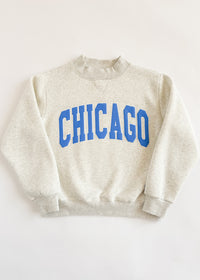 Chicago Mock Neck Sweatshirt - Heather Grey & Blue