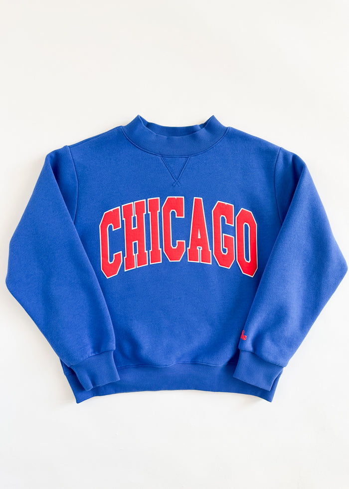 Chicago Mock Neck Sweatshirt - Cobalt & Red