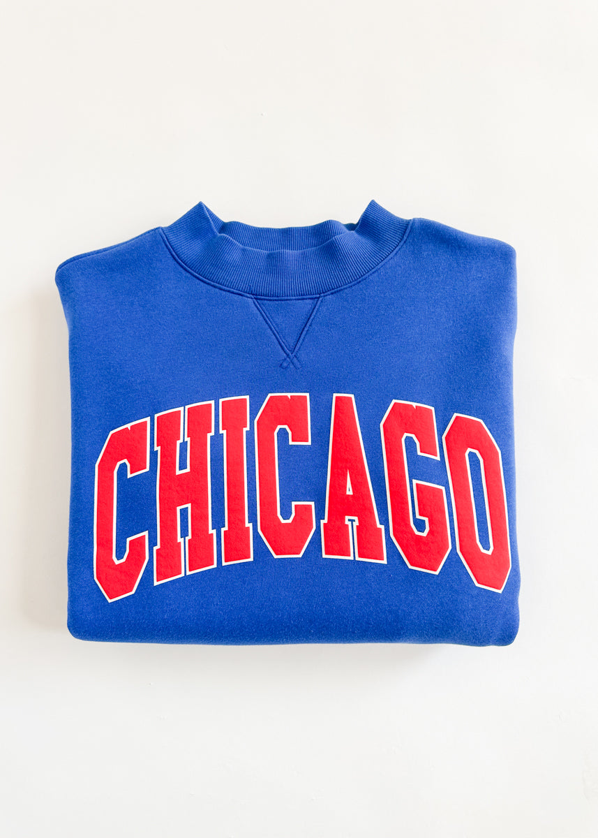 Chicago Mock Neck Sweatshirt - Cobalt & Red – Alice & Wonder