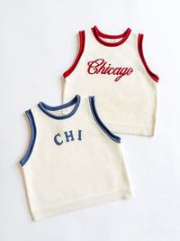 Chi Ringer Sweater Vest - Ivory Blue Combo