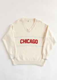 Chicago Striped Oversized V-Neck Sweater - Ivory